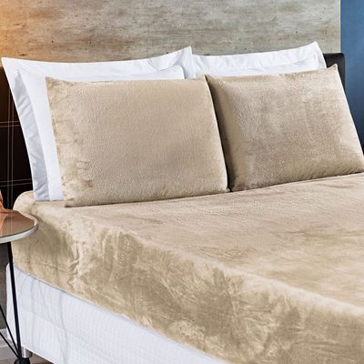Jogo de Cama Solteiro BiaSoft Manta Microfibra 2 Peças - Cáqui