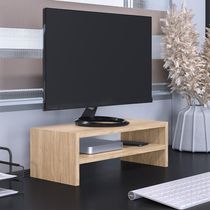 Kit 03 Suportes Stand Para Monitores Mesa Escritório Home Office Lap L03 Amadeirado - Lyam