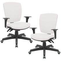 Kit 02 Cadeiras de Escritório Diretor Office Giratória Preto Alta Flexi P03 Vinil Branco - Lyam