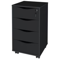 Gaveteiro Para Escritório Office com Rodízios 04 Gavetas Bit A02 Preto - Lyam Decor