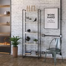 Kit Para Escritório Estante Areta 5 Prateleiras Mesa Industrial Aspen 90cm C01 Snow - Lyam Decor