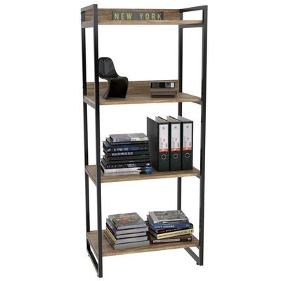 Kit Mesa Para Escritório com Estante 4 Prateleiras Industrial Form C01 150 cm Carvalho - Lyam Decor