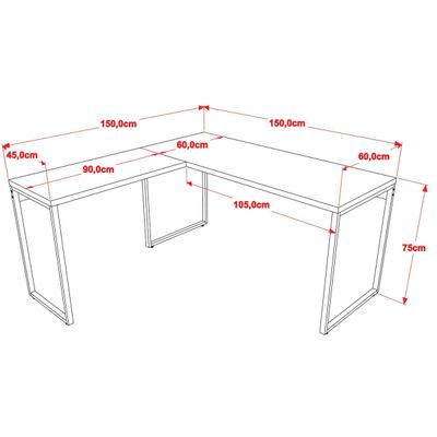 Kit 02 Mesas Para Escritório Home Office Estilo Industrial L Form C01 150x150 Carvalho - Lyam Decor