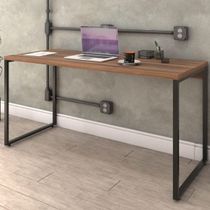 Kit 02 Mesas Para Escritório Home Office Estilo Industrial Form C01 150 cm Nogal - Lyam Decor