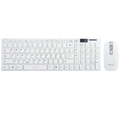 Kit Teclado E Mouse Sem Fio Wifi Usb 1600dpi 2.4ghz Slim Pc Branco