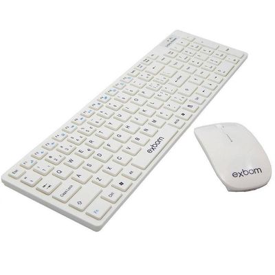 Kit Combo Teclado Mouse Slim Sem Fio Wireless Bk-S1100 Branco