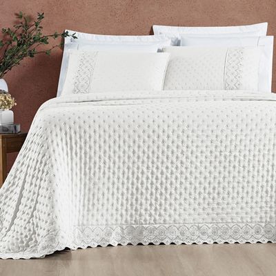Cobre Leito Casal Divino Lese 3 Peças Dupla Face - Branco