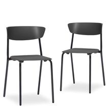 Kit 02 Cadeiras Fixa Base Preta Empilhável Bit F02 Preto - Lyam Decor