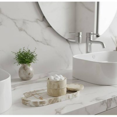 Conjunto Decorativo Marmorizado Concreto Jesmonite