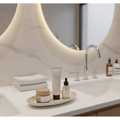 Bandeja Decorativa Multiuso em Concreto Jesmonite Marmorizado