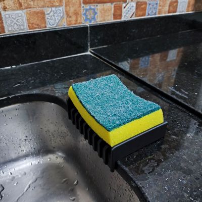 Porta Esponja Encaixe Pia Bucha Organizador Preto 3D