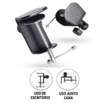 Suporte Braço Articulado Universal Mesa Celular Webcam Luz Led
