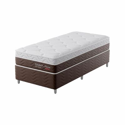 Cama Box com Colchão Solteiro Sigma Flow (23x88x188) Marrom e Branco