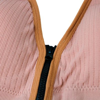 Top Esportivo Com Ziper Frontal E Alça V Alto Impacto Cor:Rosa
