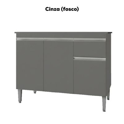 Balcao Com Tampo 120 Cm Tatiane Cinza Reajl Móveis Cinza