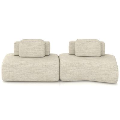 Sofá Ilha Modular Para Sala Living Orgânico 315cm Angra K01 Linho Champanhe - Lyam Decor