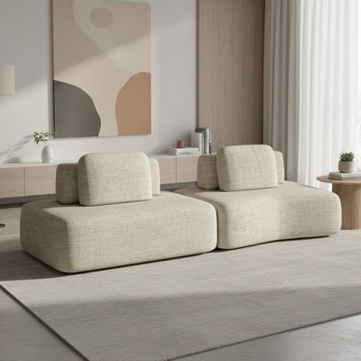 Sofá Ilha Modular Para Sala Living Orgânico 315cm Angra K01 Linho Champanhe - Lyam Decor