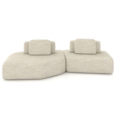 Sofá Ilha Modular Para Sala Living Orgânico 305cm Angra K01 Linho Champanhe - Lyam Decor