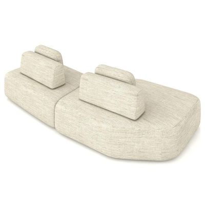 Sofá Ilha Modular Para Sala Living Orgânico 305cm Angra K01 Linho Champanhe - Lyam Decor