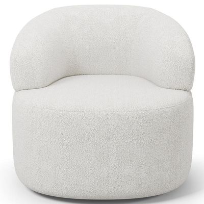Poltrona Giratória Orgânica Para Sala De Estar Living Helena L02 Prime Bouclê Cru - Lyam Decor