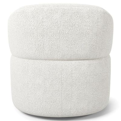 Poltrona Giratória Orgânica Para Sala De Estar Living Helena L02 Prime Bouclê Cru - Lyam Decor