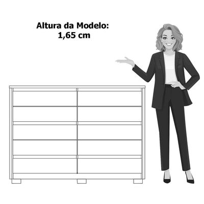 Cômoda Grande 10 Gavetas E Pés Mdp Duello Freijó/titanium