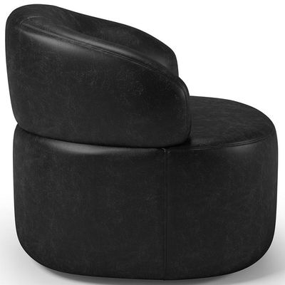 Poltrona Giratória Orgânica Para Sala De Estar Living Helena L02 Couríssimo Preto - Lyam Decor