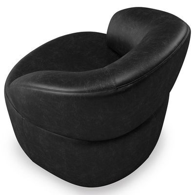 Poltrona Giratória Orgânica Para Sala De Estar Living Helena L02 Couríssimo Preto - Lyam Decor