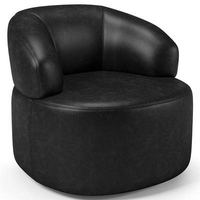 Poltrona Giratória Orgânica Para Sala De Estar Living Helena L02 Couríssimo Preto - Lyam Decor