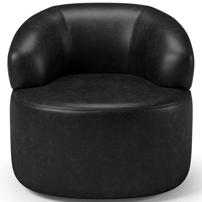 Poltrona Giratória Orgânica Para Sala De Estar Living Helena L02 Couríssimo Preto - Lyam Decor