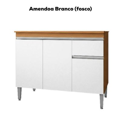 Balcao Com Tampo 100 Cm Tatiane Amendoa Branco Reajl Moveis Amendoa Branco