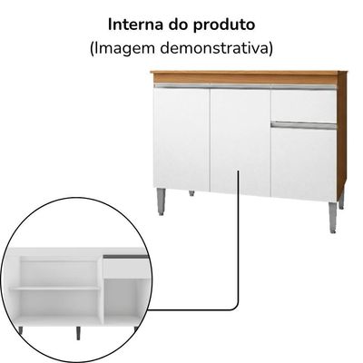 Balcao Com Tampo 100 Cm Tatiane Amendoa Branco Reajl Moveis Amendoa Branco