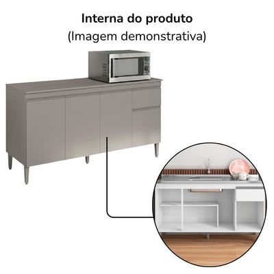 Balcao Com Tampo 150 Cm Tatiane Cinza Reajl Móveis Cinza