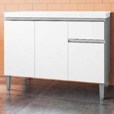 Balcao Com Tampo 120 Cm Tatiane Branco Reajl Moveis Branco