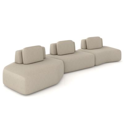 Sofá Ilha Modular Para Sala Living Orgânico 480cm Angra K01 Veludo Bege - Lyam Decor