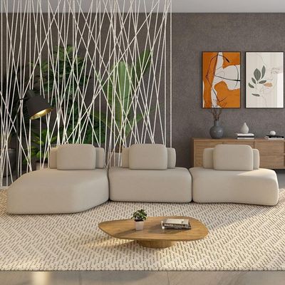 Sofá Ilha Modular Para Sala Living Orgânico 480cm Angra K01 Veludo Bege - Lyam Decor