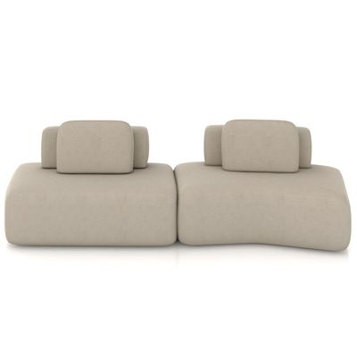 Sofá Ilha Modular Para Sala Living Orgânico 315cm Angra K01 Veludo Bege - Lyam Decor