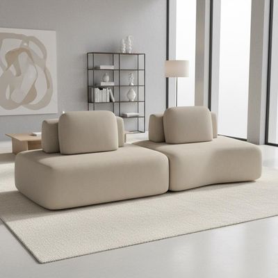 Sofá Ilha Modular Para Sala Living Orgânico 315cm Angra K01 Veludo Bege - Lyam Decor