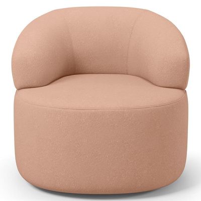 Poltrona Giratória Orgânica Para Sala De Estar Living Helena L02 Linho Rosê - Lyam Decor