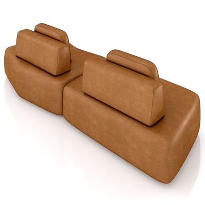 Sofá Ilha Modular Para Sala Living Orgânico 315cm Angra K01 Couríssimo Camel - Lyam Decor