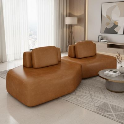Sofá Ilha Modular Para Sala Living Orgânico 305cm Angra K01 Couríssimo Camel - Lyam Decor