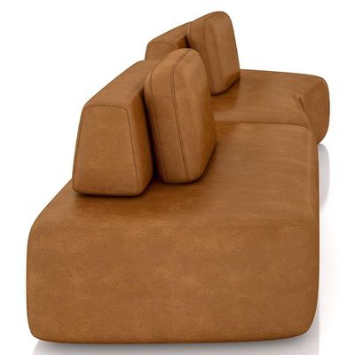 Sofá Ilha Modular Para Sala Living Orgânico 315cm Angra K01 Couríssimo Camel - Lyam Decor