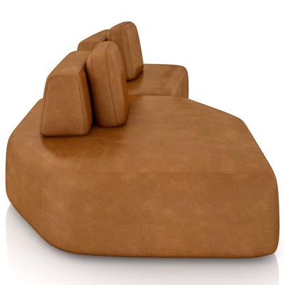 Sofá Ilha Modular Para Sala Living Orgânico 305cm Angra K01 Couríssimo Camel - Lyam Decor