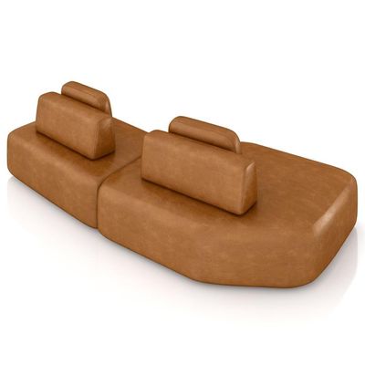 Sofá Ilha Modular Para Sala Living Orgânico 305cm Angra K01 Couríssimo Camel - Lyam Decor