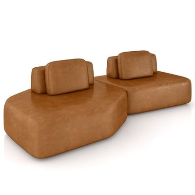 Sofá Ilha Modular Para Sala Living Orgânico 305cm Angra K01 Couríssimo Camel - Lyam Decor