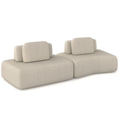 Sofá Ilha Modular Para Sala Living Orgânico 315cm Angra K01 Bouclê Bege - Lyam Decor