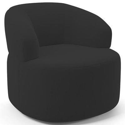 Poltrona Giratória Orgânica Para Sala De Estar Living Helena L02 Suede Preto - Lyam Decor