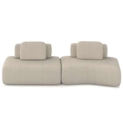 Sofá Ilha Modular Para Sala Living Orgânico 315cm Angra K01 Bouclê Bege - Lyam Decor