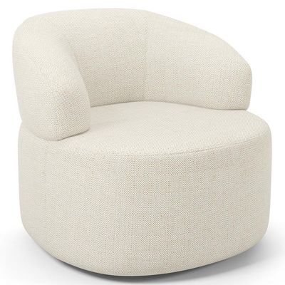 Poltrona Giratória Orgânica Para Sala De Estar Living Helena L02 Linho Champagne - Lyam Decor