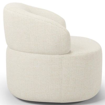 Poltrona Giratória Orgânica Para Sala De Estar Living Helena L02 Linho Champagne - Lyam Decor